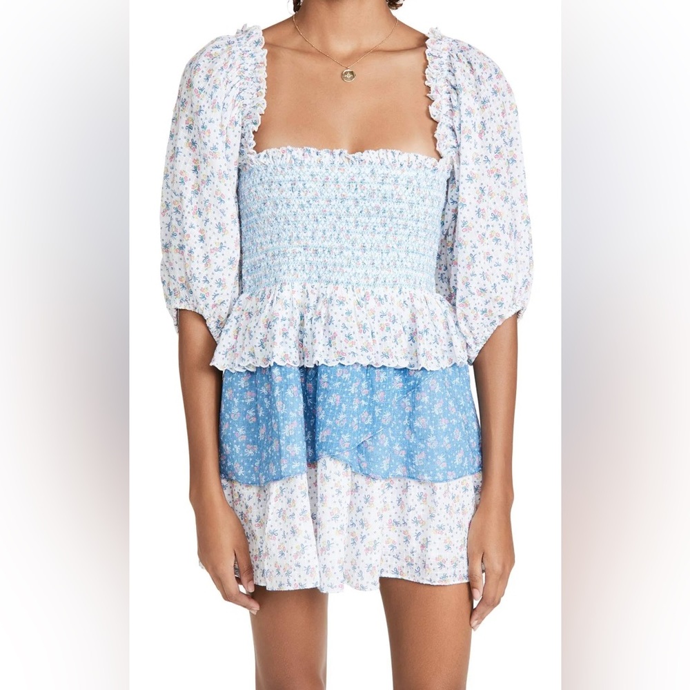 LoveShackFancy Shaw Dress in Vista Blue